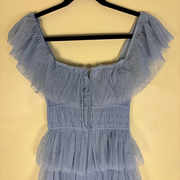 PETAL & PUP Belle Maxi Dress In Blue Women Size Small Tulle Formal Summer Party - Picture 6 of 15